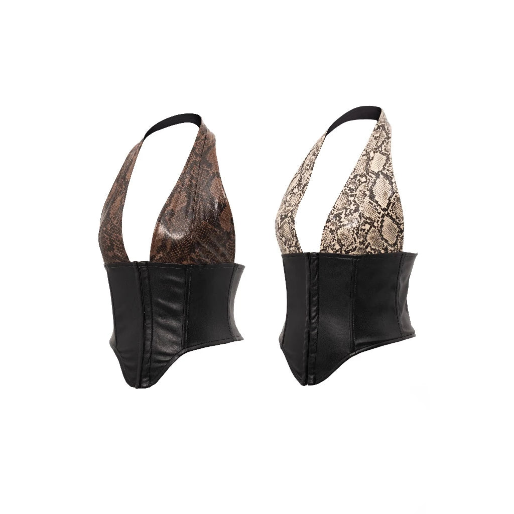 ISME PRIVATE CLUB LITTLE BADDIE LEATHER CORSET TOP