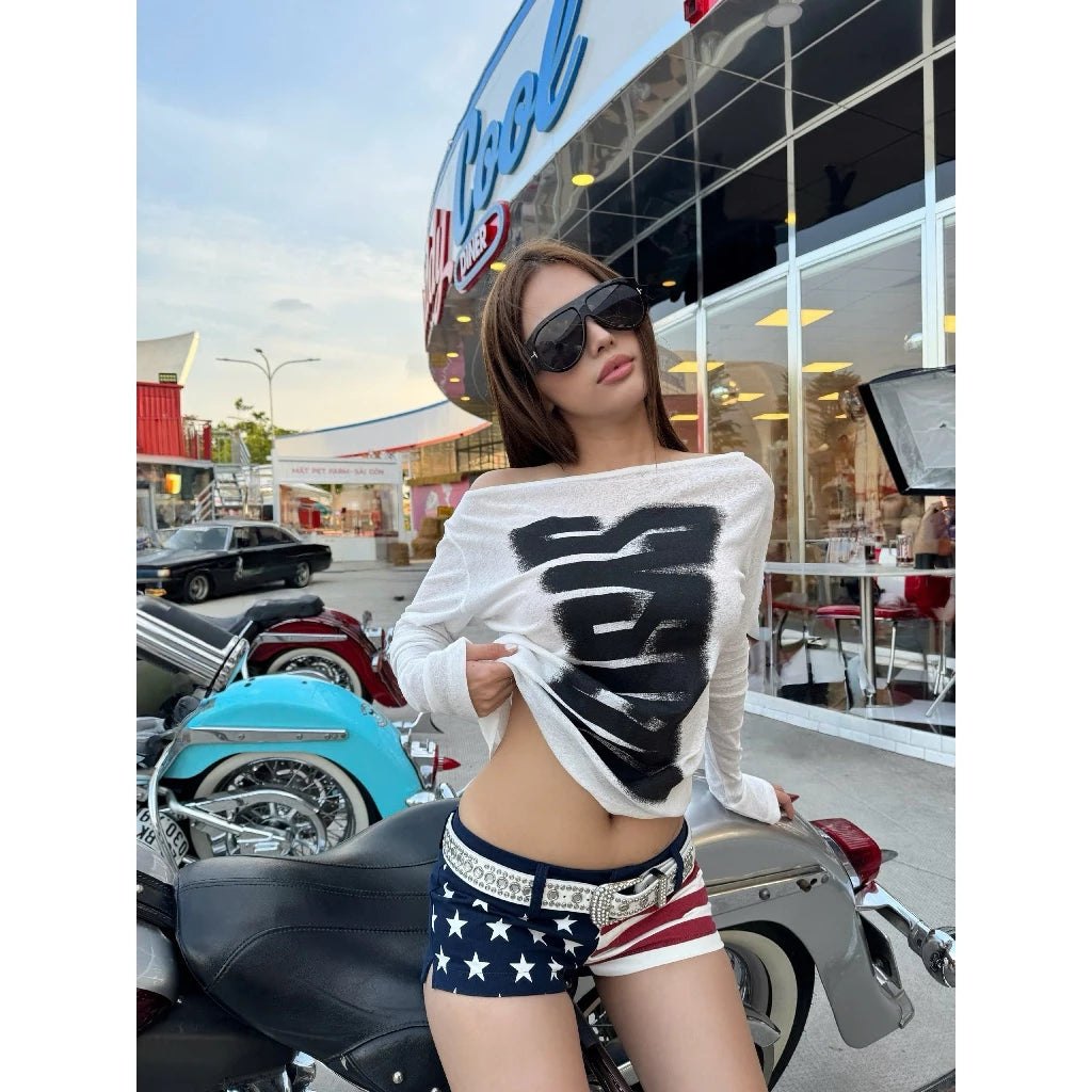 KILL SYSTEM SKILLED LETTER PRINTED SHEER LONG SLEEVE T-SHIRT