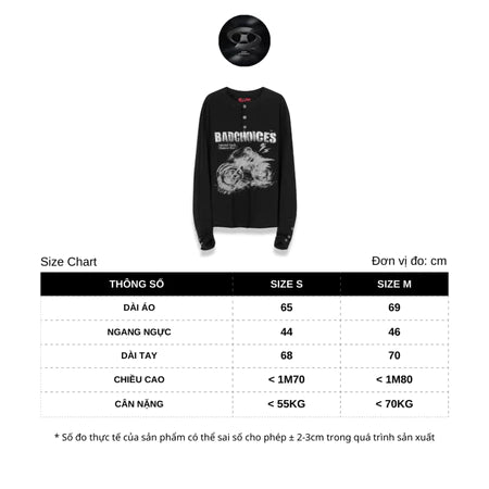 BAD CHOICES LONG SLEEVE HENLEY RACING UNTAMED CAPSULE SLIM FIT T-SHIRT