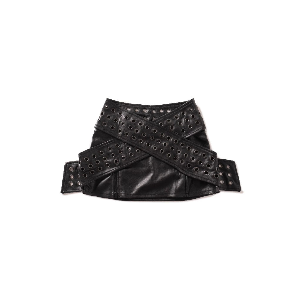ISME PRIVATE CLUB XO LEATHER MINI SKIRT