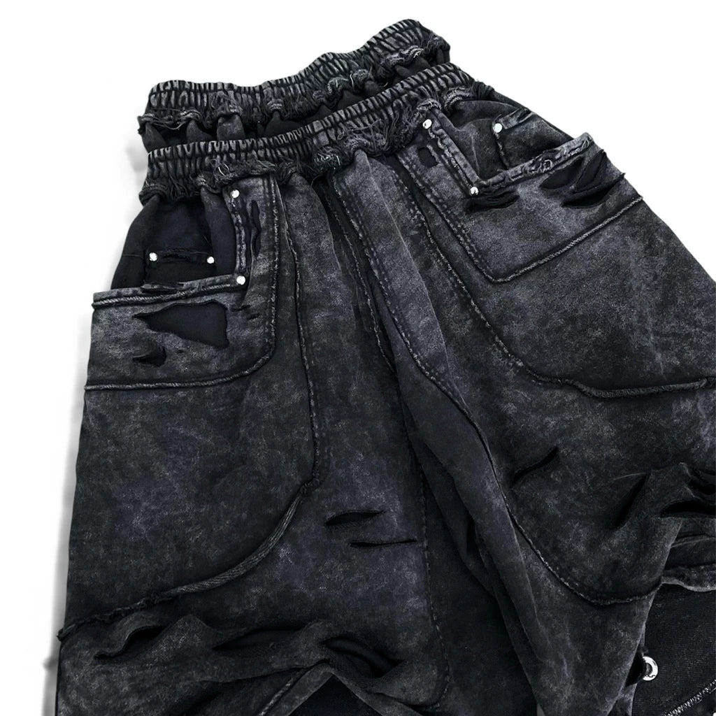 NIYU Multi-Layer Distressed Fleece Shorts