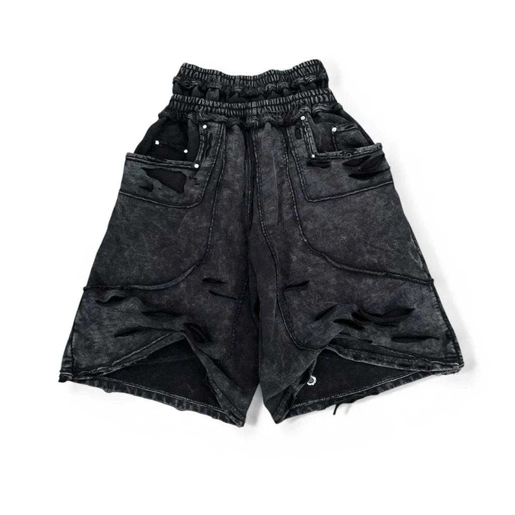 NIYU Multi-Layer Distressed Fleece Shorts
