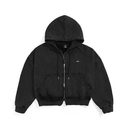 WHOSE STUDIO SYMWASH 420GSM FRENCH TERRY METAL ZIPPER BOXY HOODIE