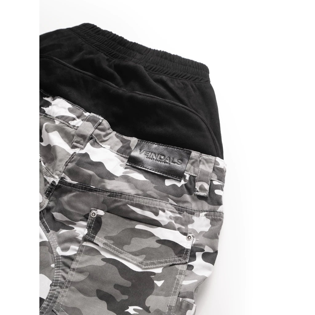 VEINDALS DOUBLE WAIST CAMO CARGO PANTS