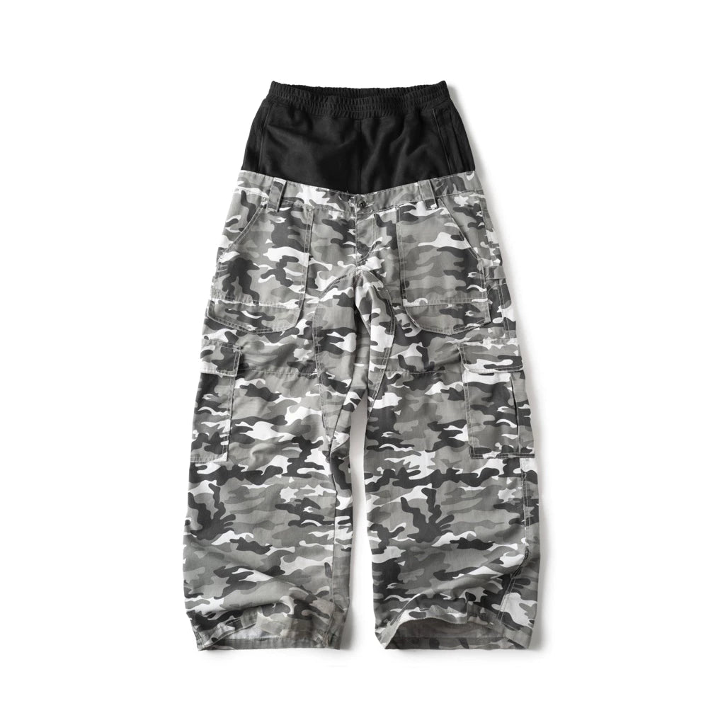 VEINDALS DOUBLE WAIST CAMO CARGO PANTS