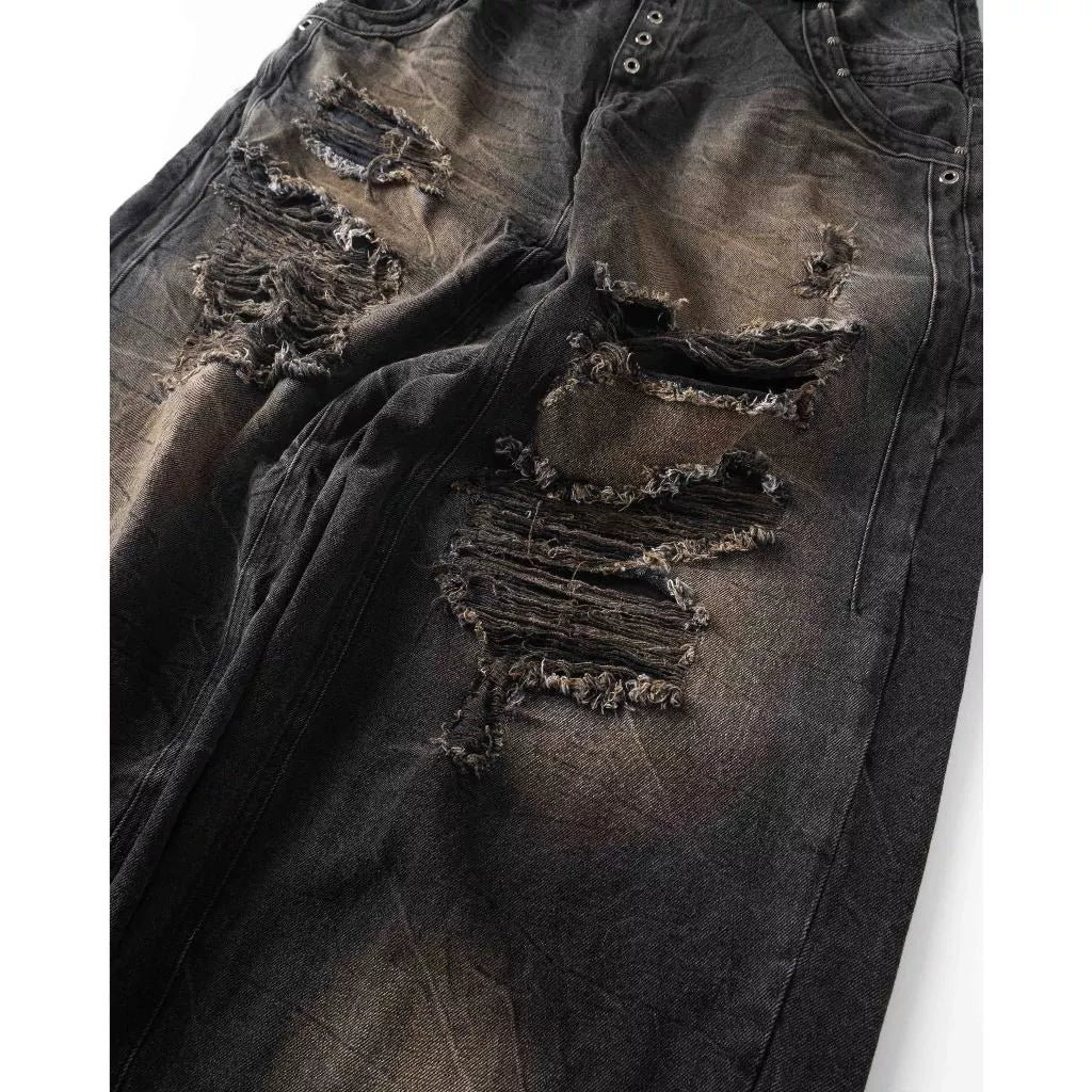 VEINDALS DISTRESSED BAGGY PANTS