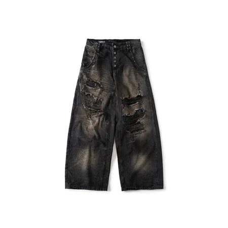 VEINDALS DISTRESSED BAGGY PANTS