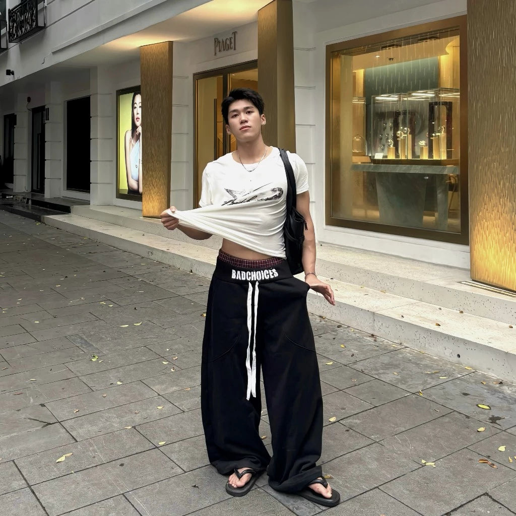 BAD CHOICES DOUBLE WAIST WIDE LEG SWEATPANTS