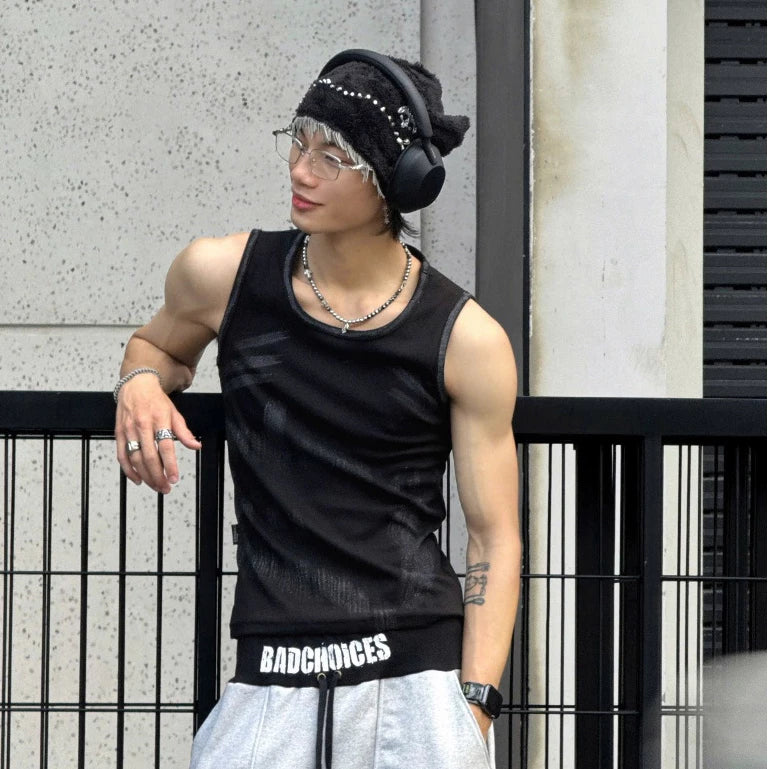 BAD CHOICES WASH RIBBED BODY FIT TANK TOP