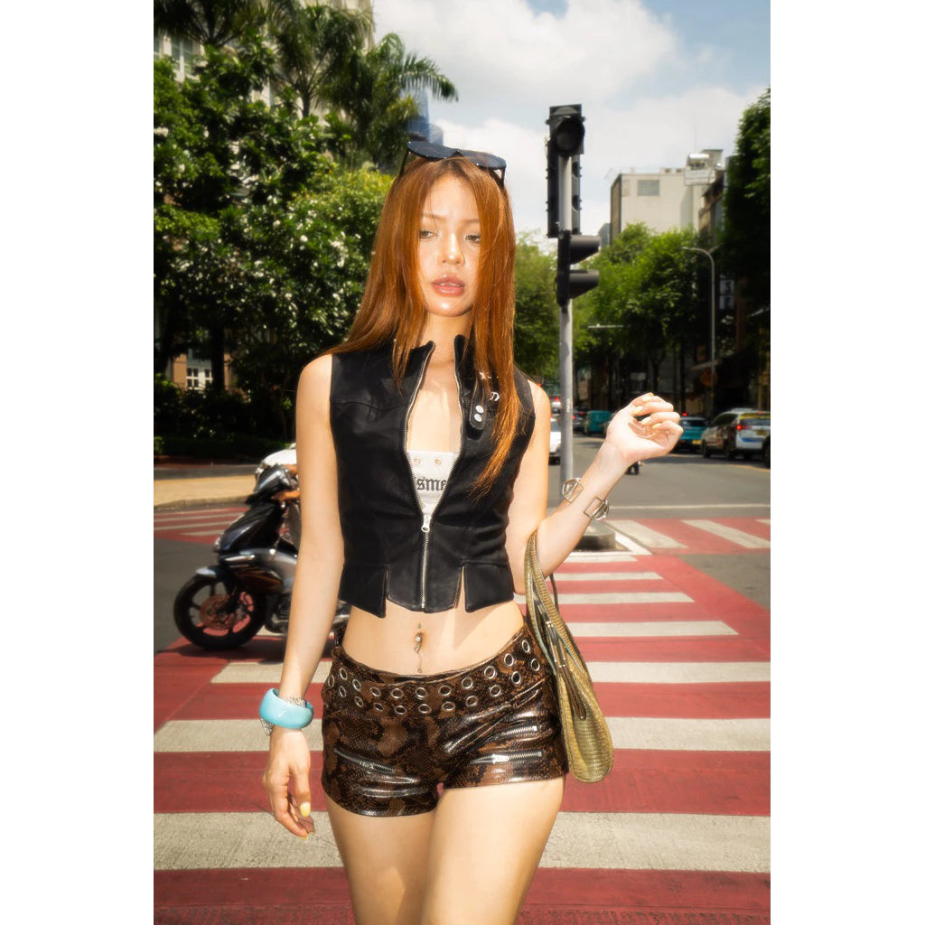 ISME PRIVATE CLUB VERONICA LEATHER GILE JACKET