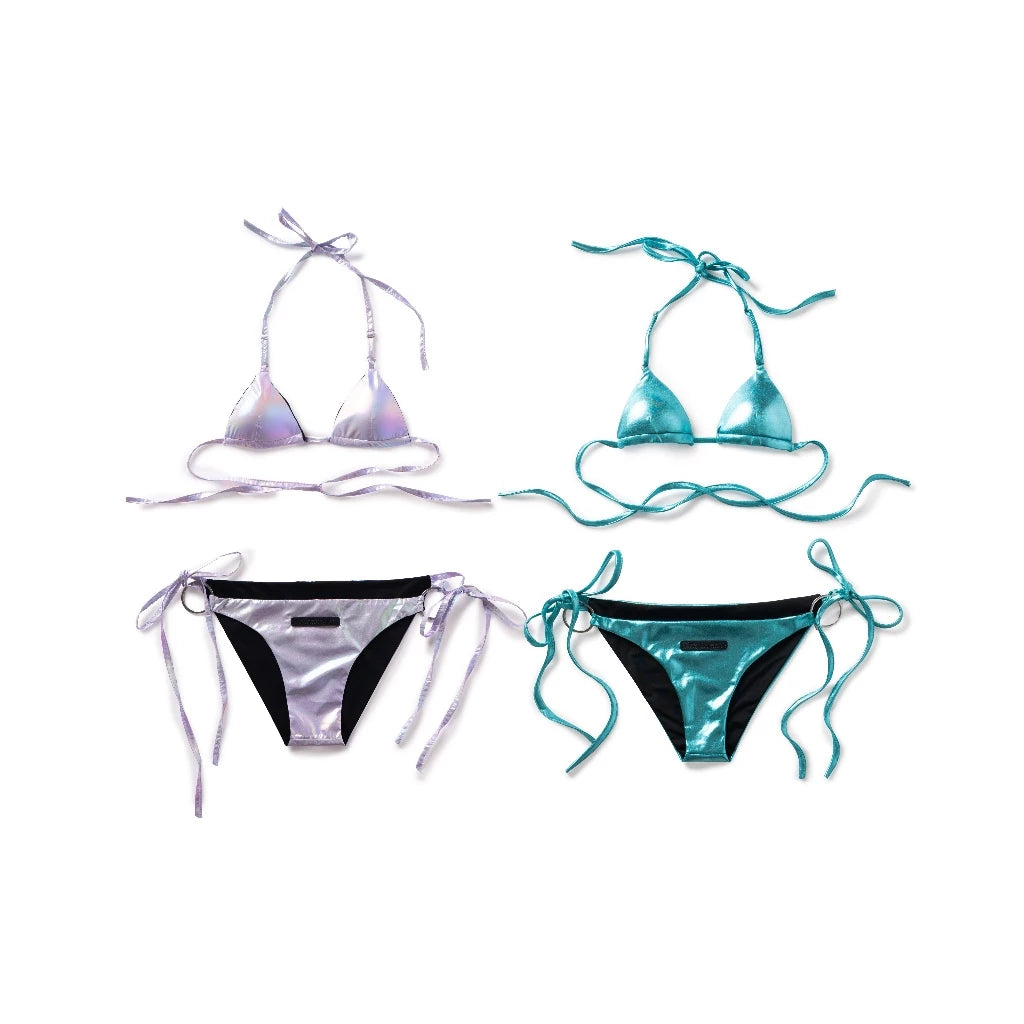 ISME PRIVATE CLUB XENO GLITTER TIE-STRAP TWO-PIECE BIKINI SET