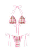 KILL SYSTEM BONNA PINK TRIM PLAID TWO-PIECE BIKINI