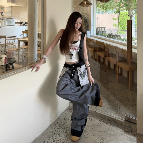 BAD CHOICES INSIDE-OUT FLIPPED POCKET STREETSTYLE WIDE LEG JEANS