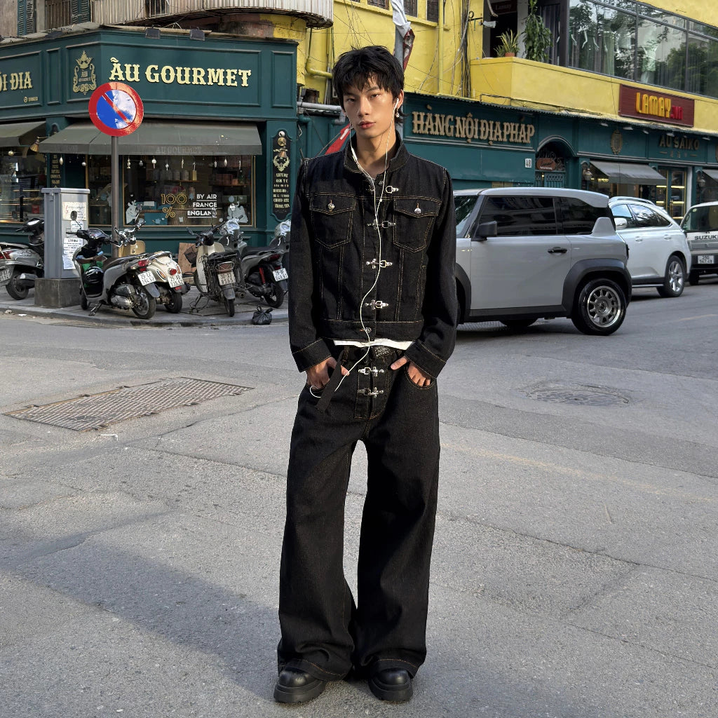 BAD CHOICES WIDE-LEGS JEANS TOGGLE WASHED WIDE LEG PANTS