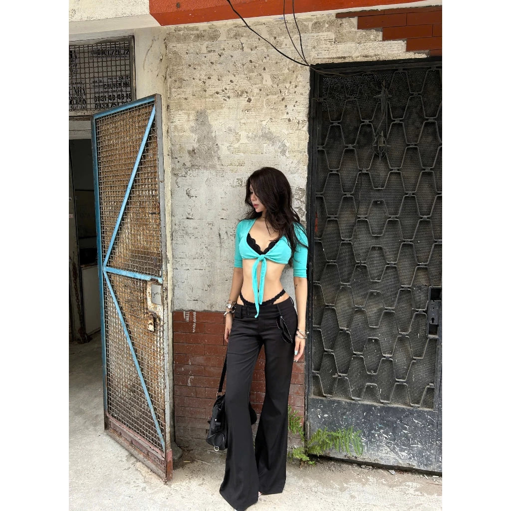 KILL SYSTEM MINA CROSS-BUTTON FLARED TROUSERS