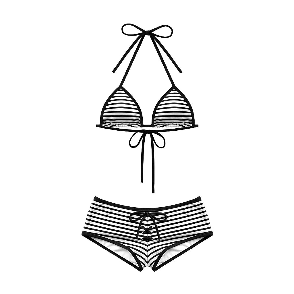 KILL SYSTEM NAOMI STRIPED SHORT TWO-PIECE BIKINI SET