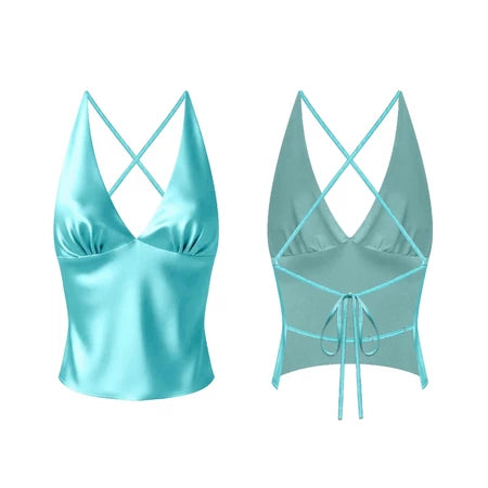 KILL SYSTEM SABI BACKLESS SILK HALTER TOP