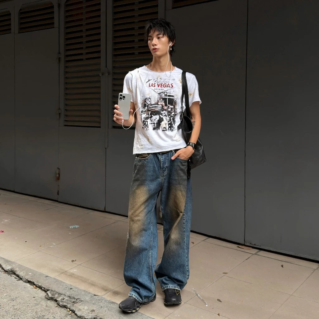 BAD CHOICES LASVEGAS SLUB COTTON DISTRESSED TEE