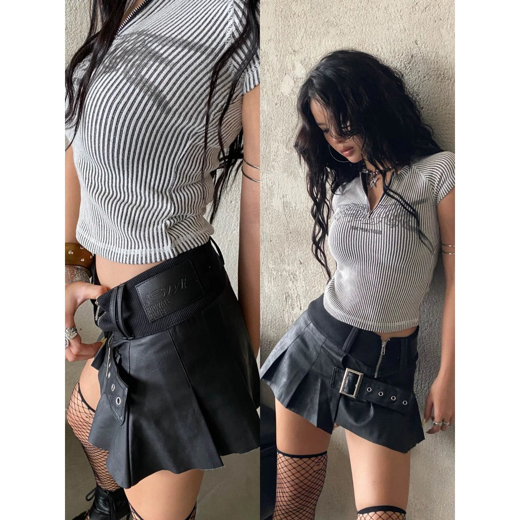 ISME PRIVATE CLUB ZEN LEATHER MINI SKIRT