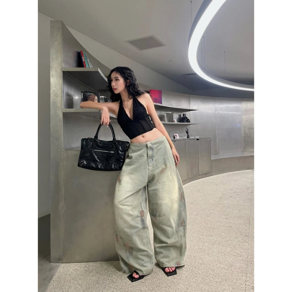 KILL SYSTEM CHANGI LOW-RISE WIDE-LEG JEANS