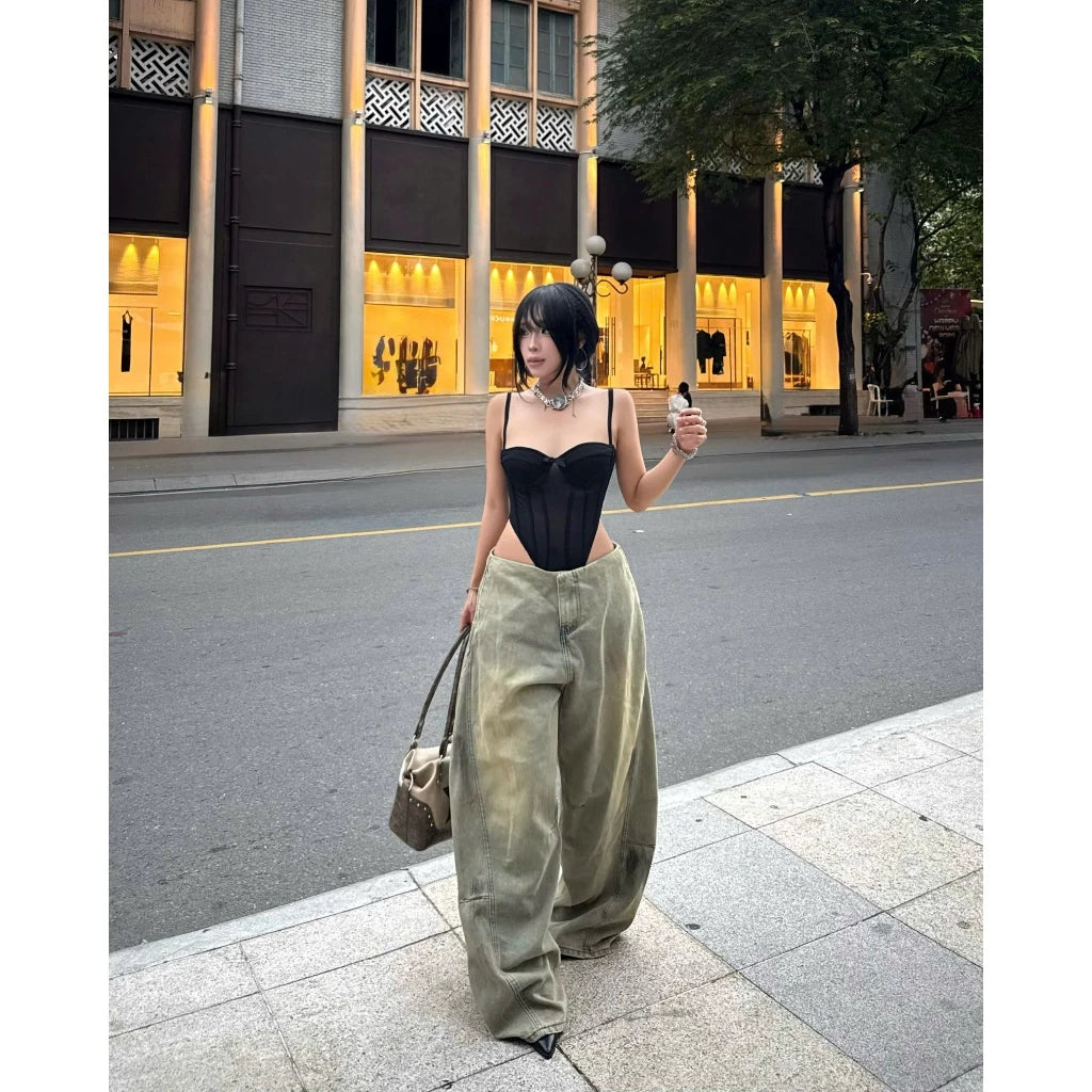 KILL SYSTEM CHANGI LOW-RISE WIDE-LEG JEANS