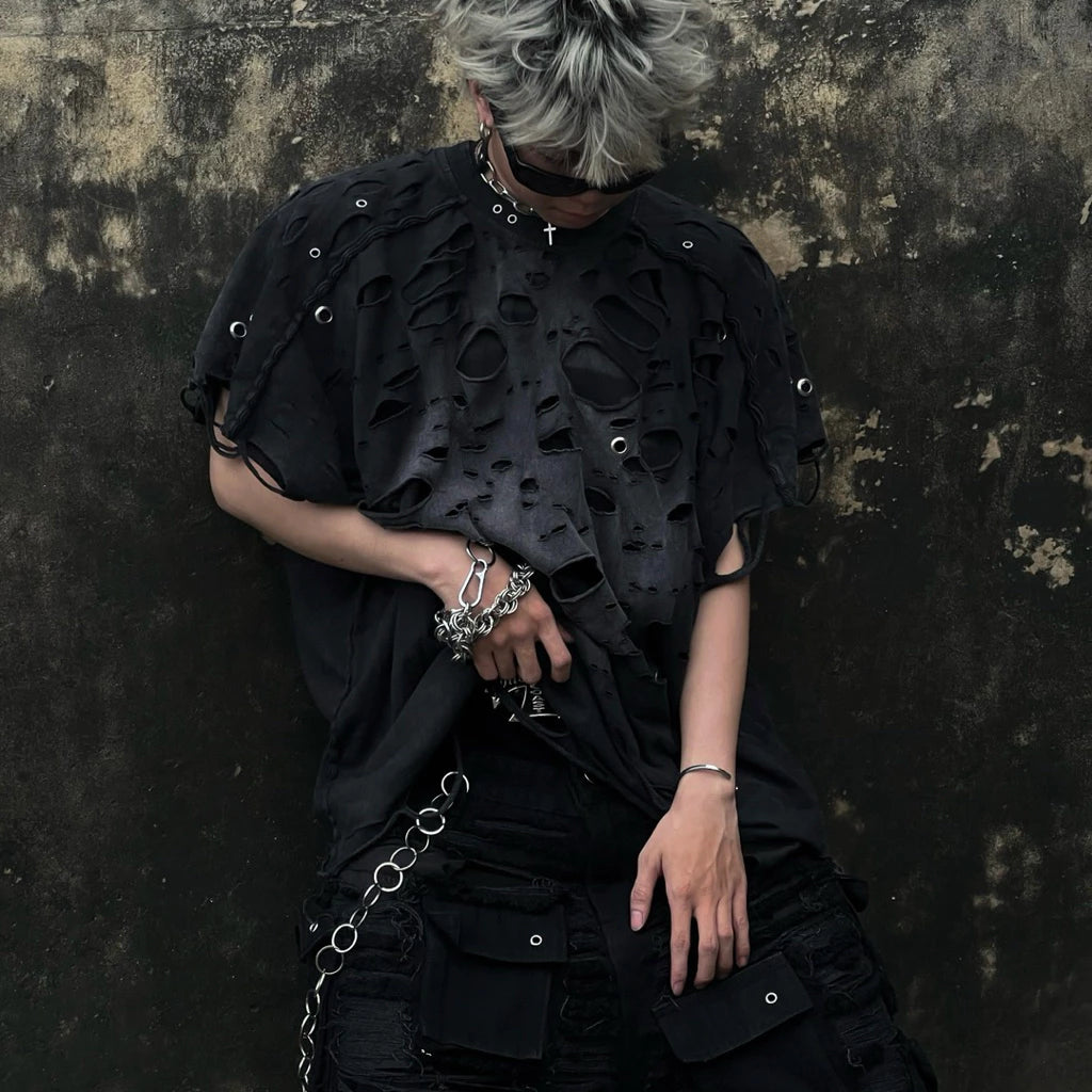 NIYU Super Layer Distressed Batwing T-Shirt