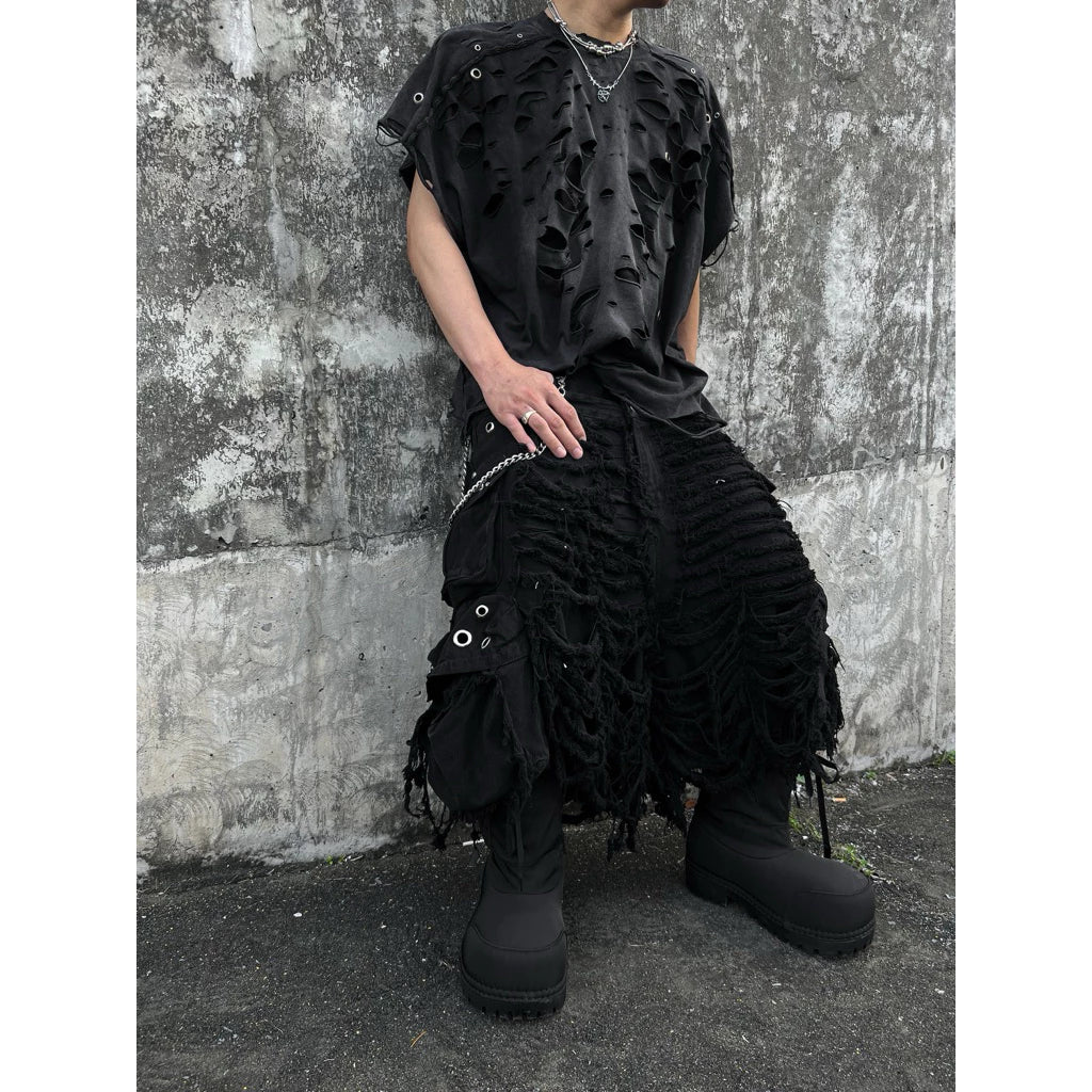 NIYU Super Layer Distressed Batwing T-Shirt