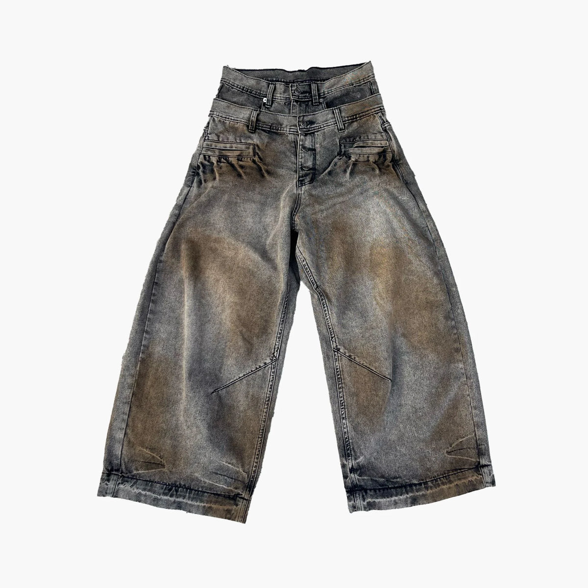 ROI WORKSHOP DOUBLE WAIST WASHED JEANS