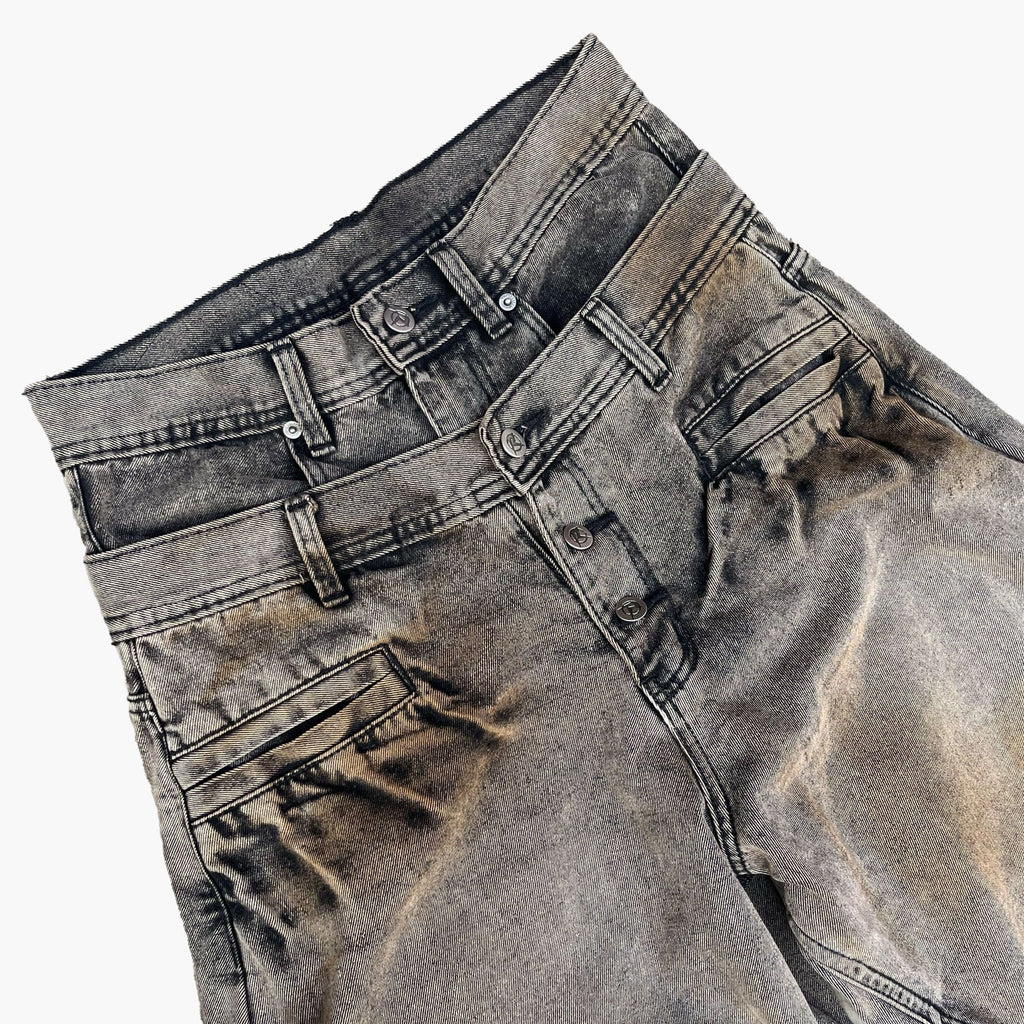 ROI WORKSHOP DOUBLE WAIST WASHED JEANS